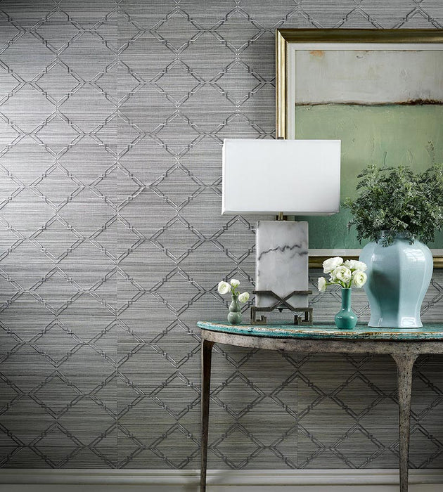 Scalamandre Monroe Embroidered Grasscloth Papyrus Wallpaper Sample SCWP883830002