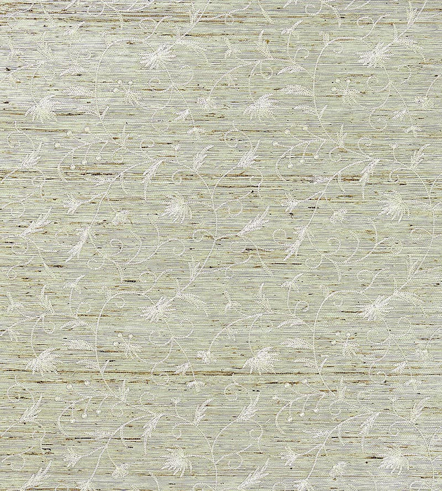Scalamandre Olivia Embroidered Grasscloth Winter Wheat Wallpaper Sample SCWP883840001