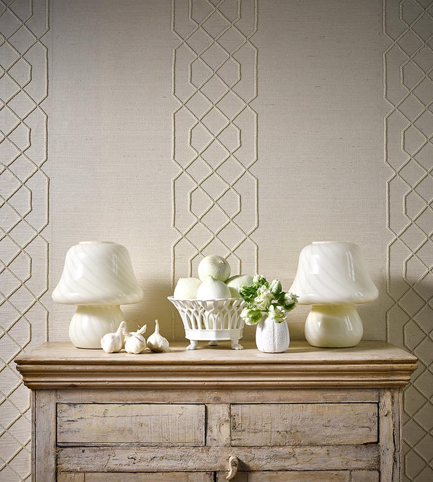 Scalamandre Adelaide Beaded Sisal Ivory Wallpaper SCWP883850001