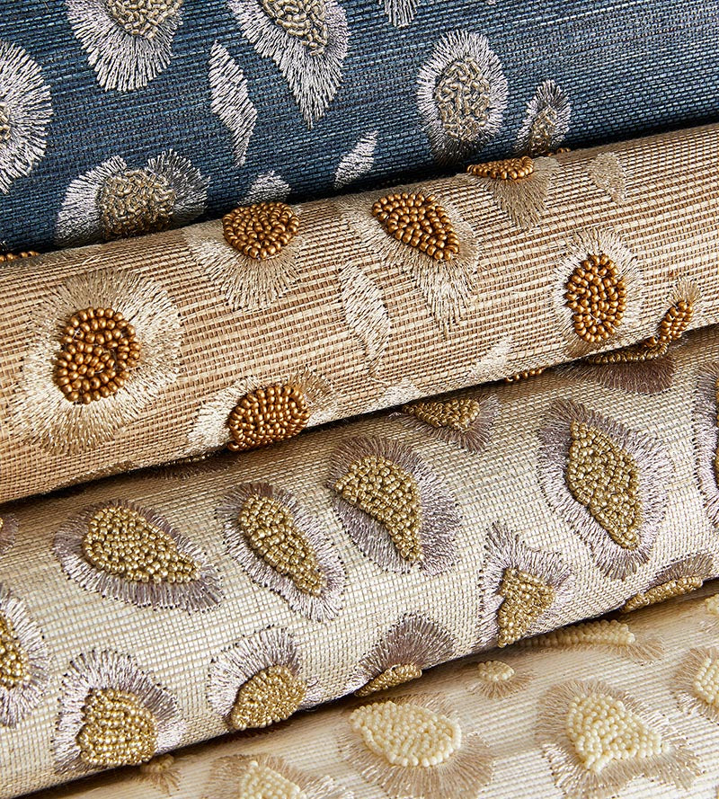 Scalamandre Catwalk Embellished Grasscloth Pearl Wallpaper SCWP884460001