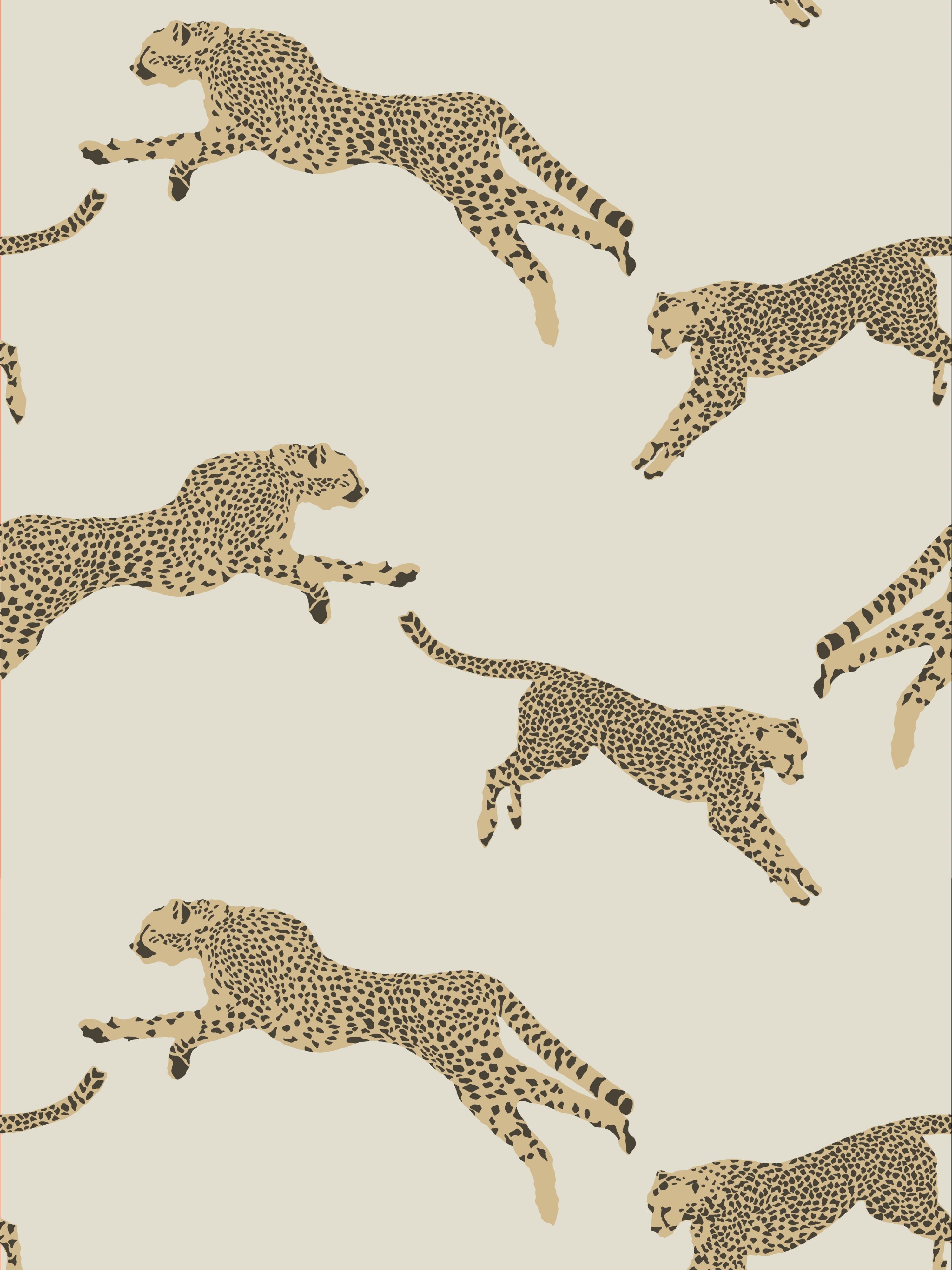 Scalamandre Leaping Cheetah Dune Wallpaper Sample SCWP88449D0001