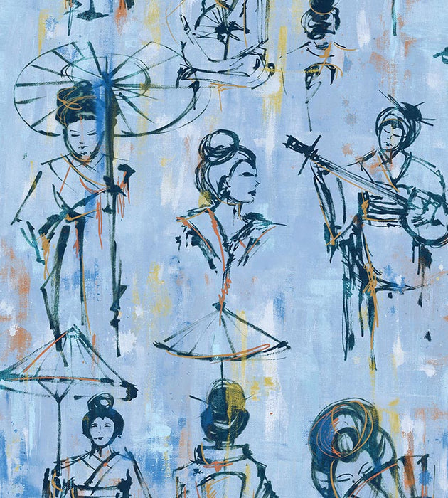 Scalamandre Yumiko Sky Wallpaper Sample SCWP884500001