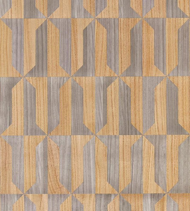 Scalamandre Mezzo - Wood Natural & Nickel Wallpaper Sample SCWP884620001