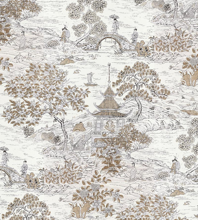 Scalamandre Satomi - Wallcovering Pewter Wallpaper Sample SCWP885540001