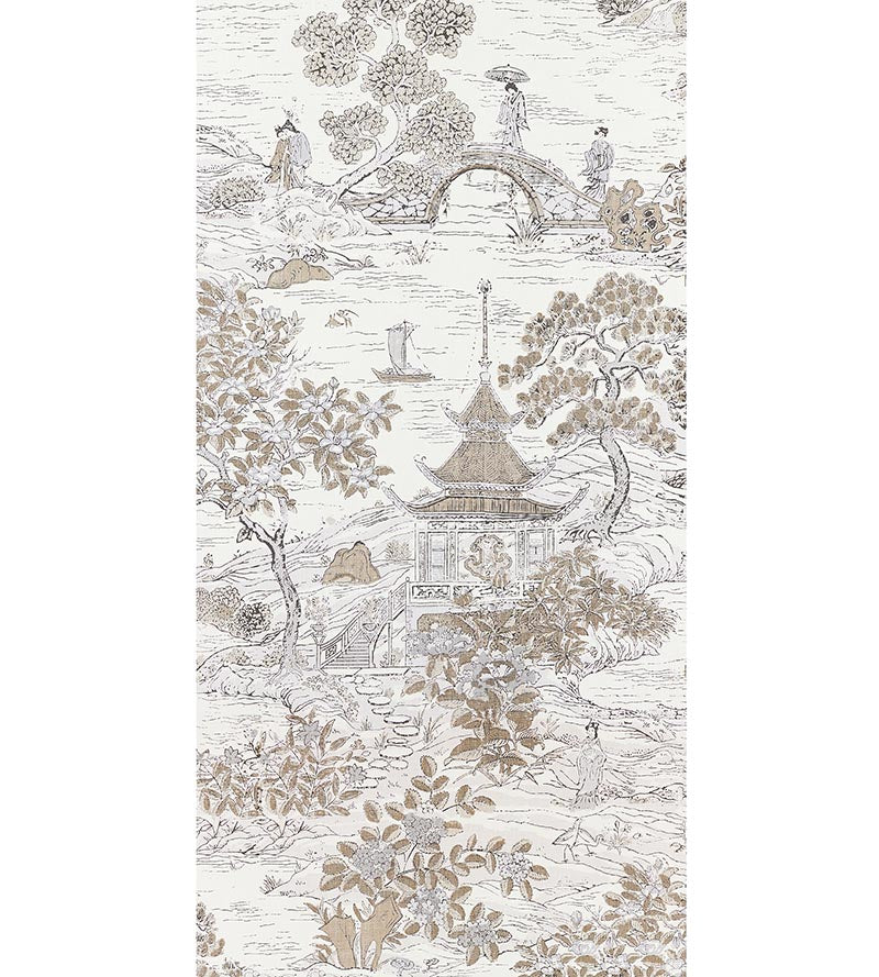 Scalamandre Satomi - Wallcovering Pewter Wallpaper Sample SCWP885540001