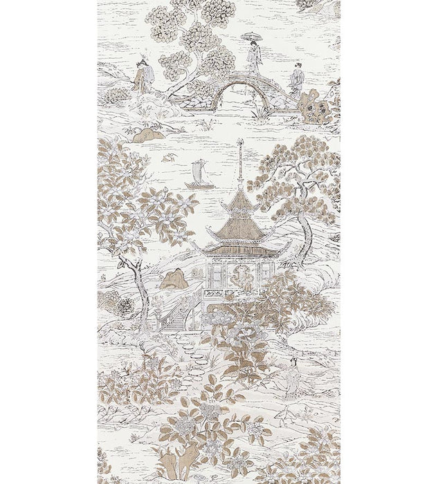 Scalamandre Satomi - Wallcovering Pewter Wallpaper Sample SCWP885540001