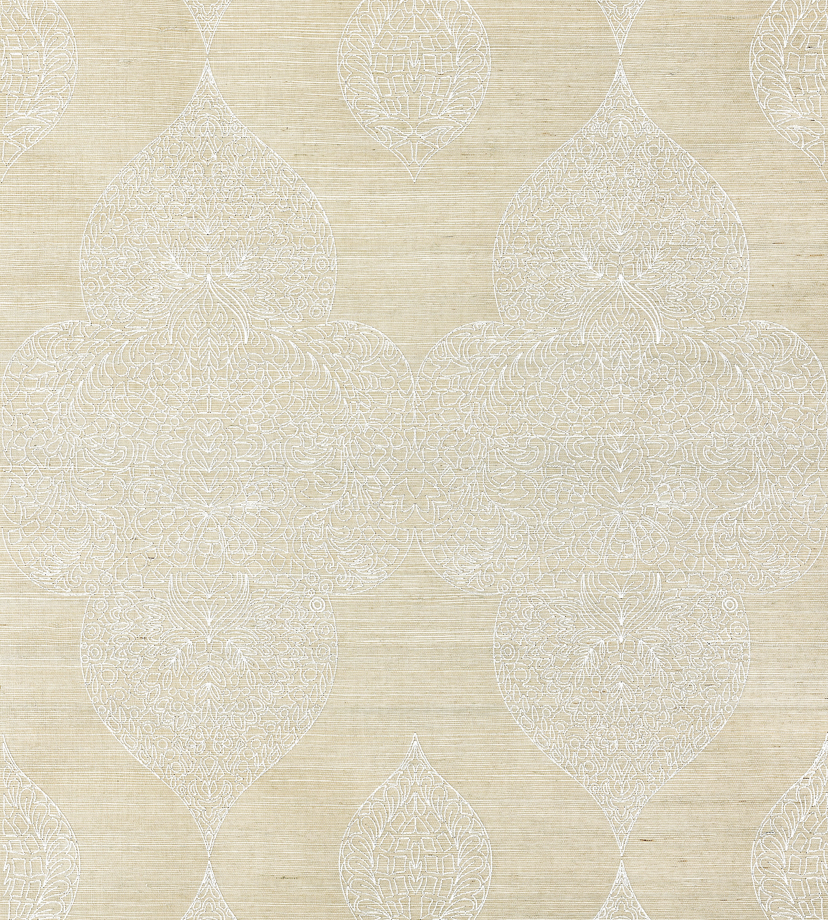 Scalamandre Taj Embroidered Sisal Chai Wallcovering Sample SCWP885550001