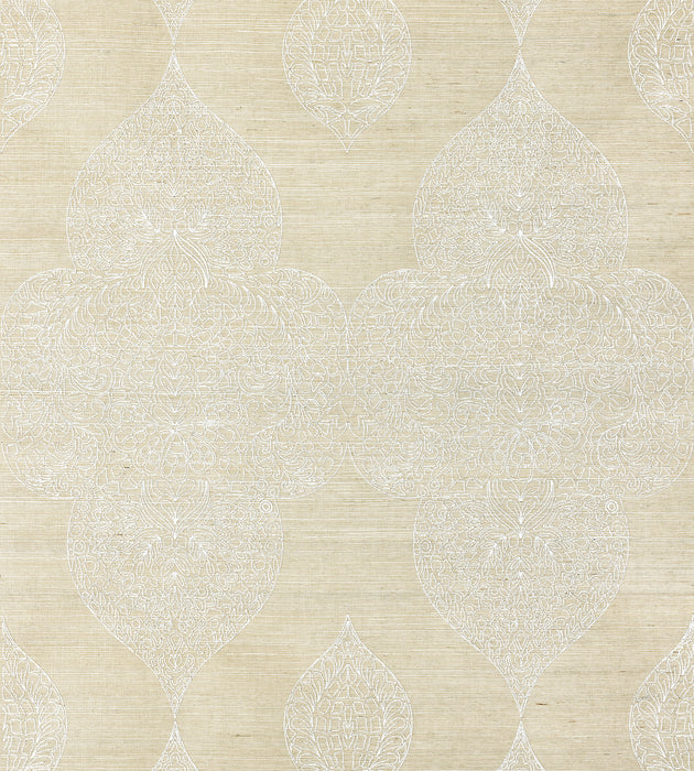 Scalamandre Taj Embroidered Sisal Chai Wallcovering Sample SCWP885550001