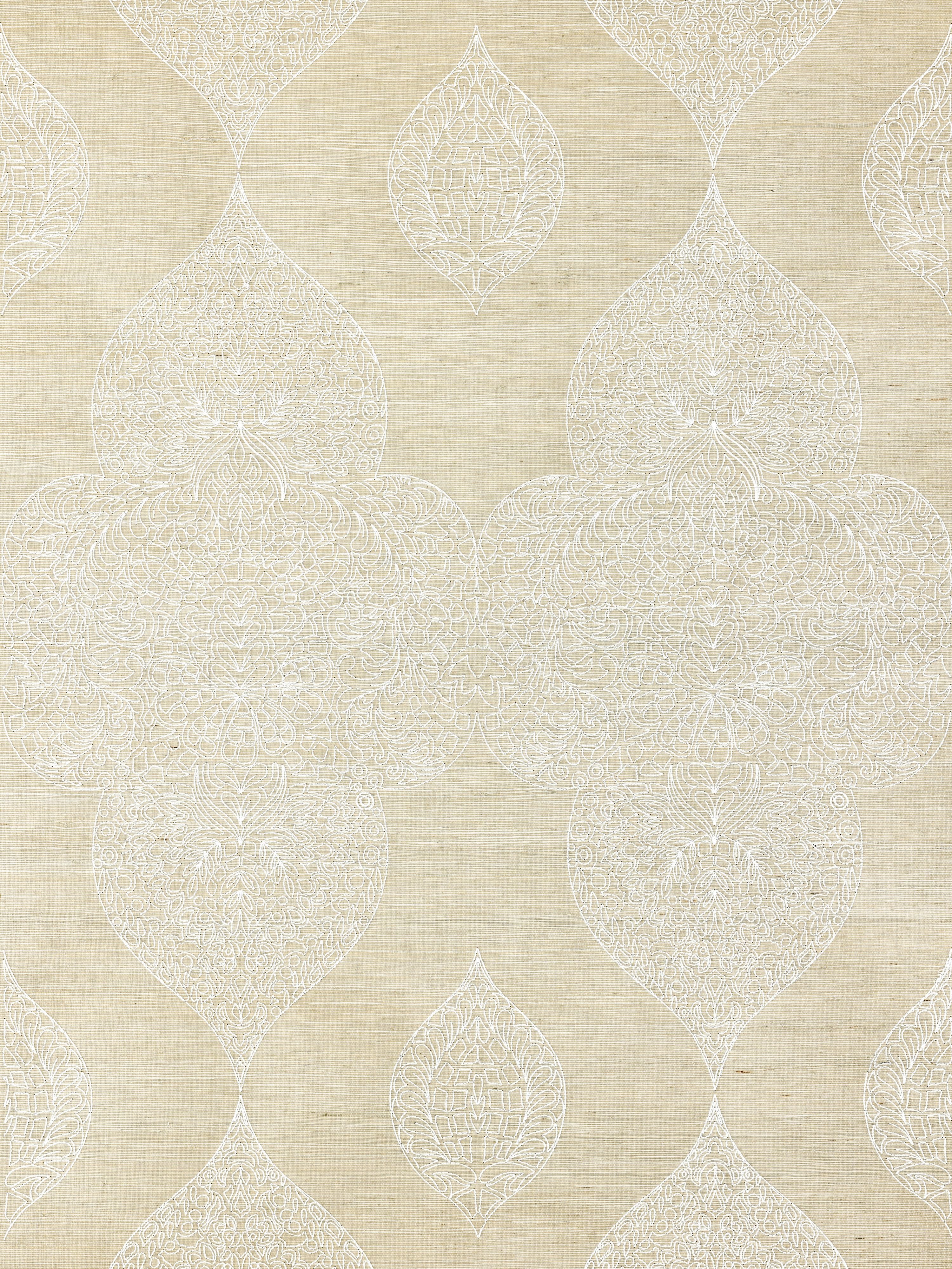 Scalamandre Taj Embroidered Sisal Chai Wallpaper Sample SCWP885550001