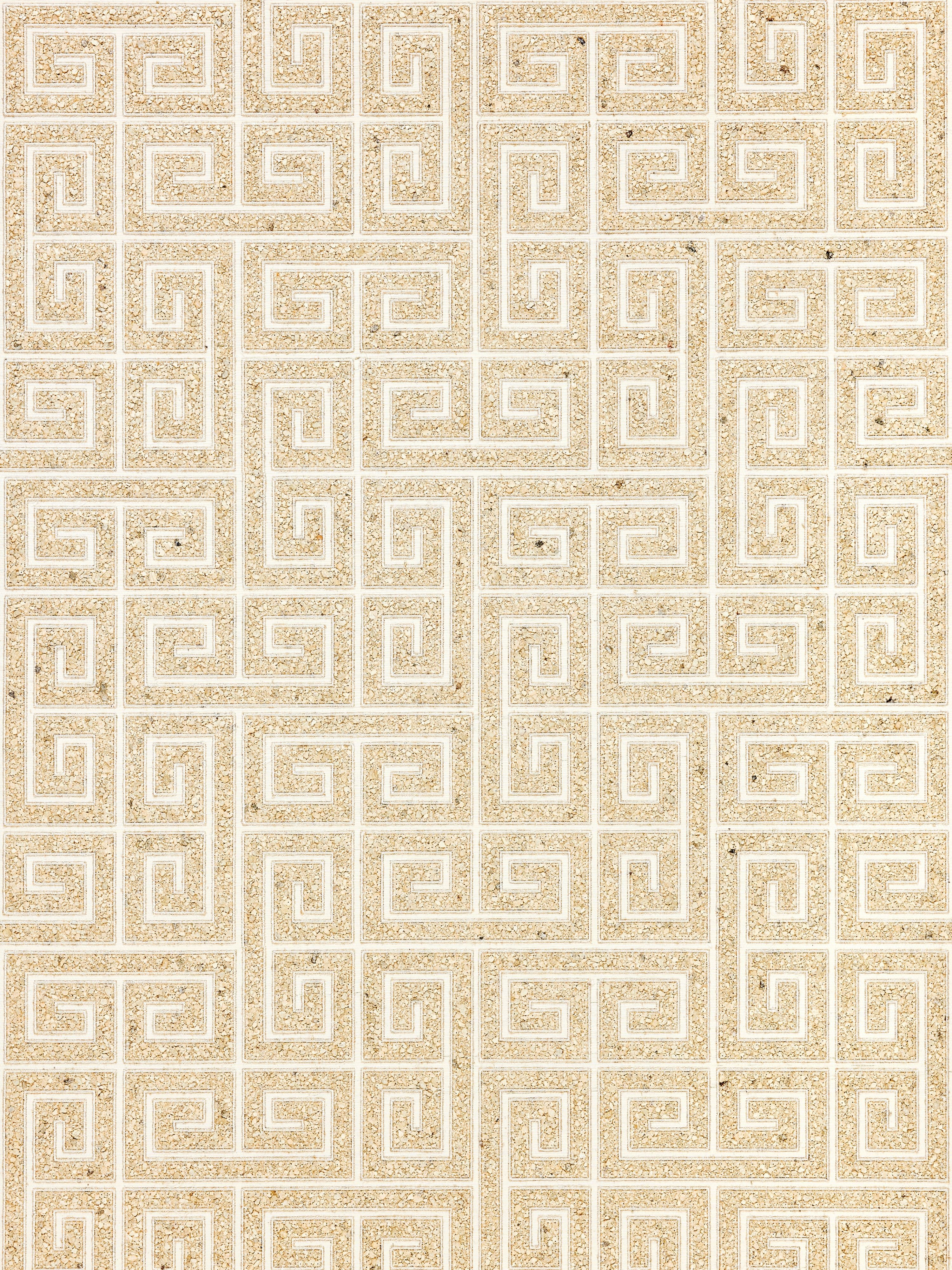 Scalamandre Fret Mosaic Grasscloth Sand Wallpaper Sample SCWP885570001