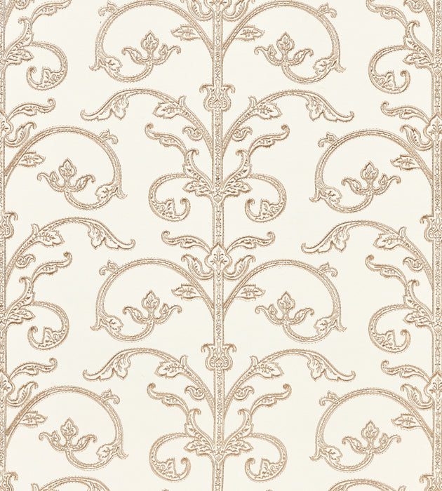 Scalamandre Saxony Scroll Wallcovering Latte Wallcovering Sample SCWP885580001