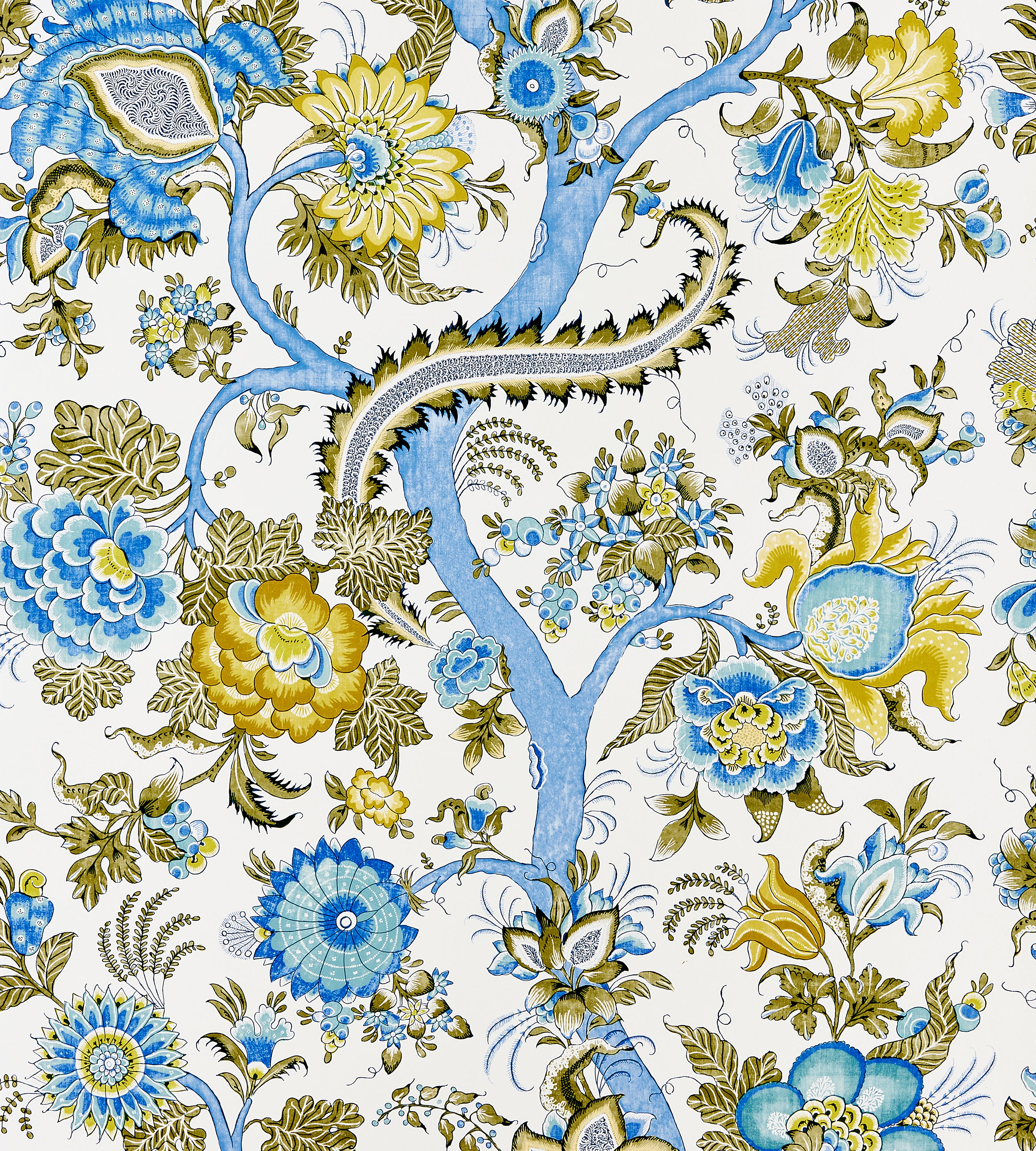Scalamandre Metropolitan Palampore Sky And Sunlight Wallcovering Sample SCWP885610001