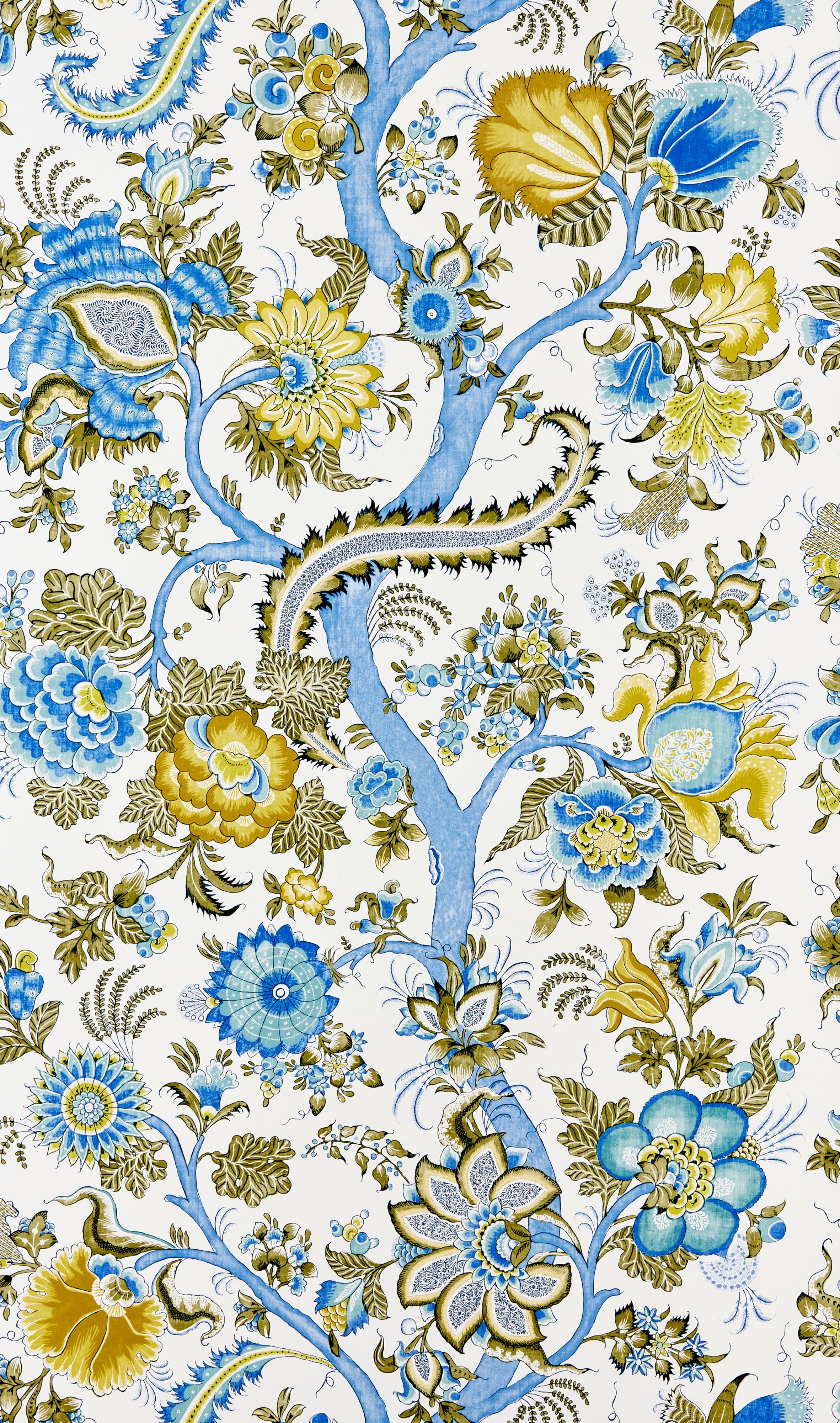 Scalamandre Metropolitan Palampore Sky And Sunlight Wallpaper Sample SCWP885610001