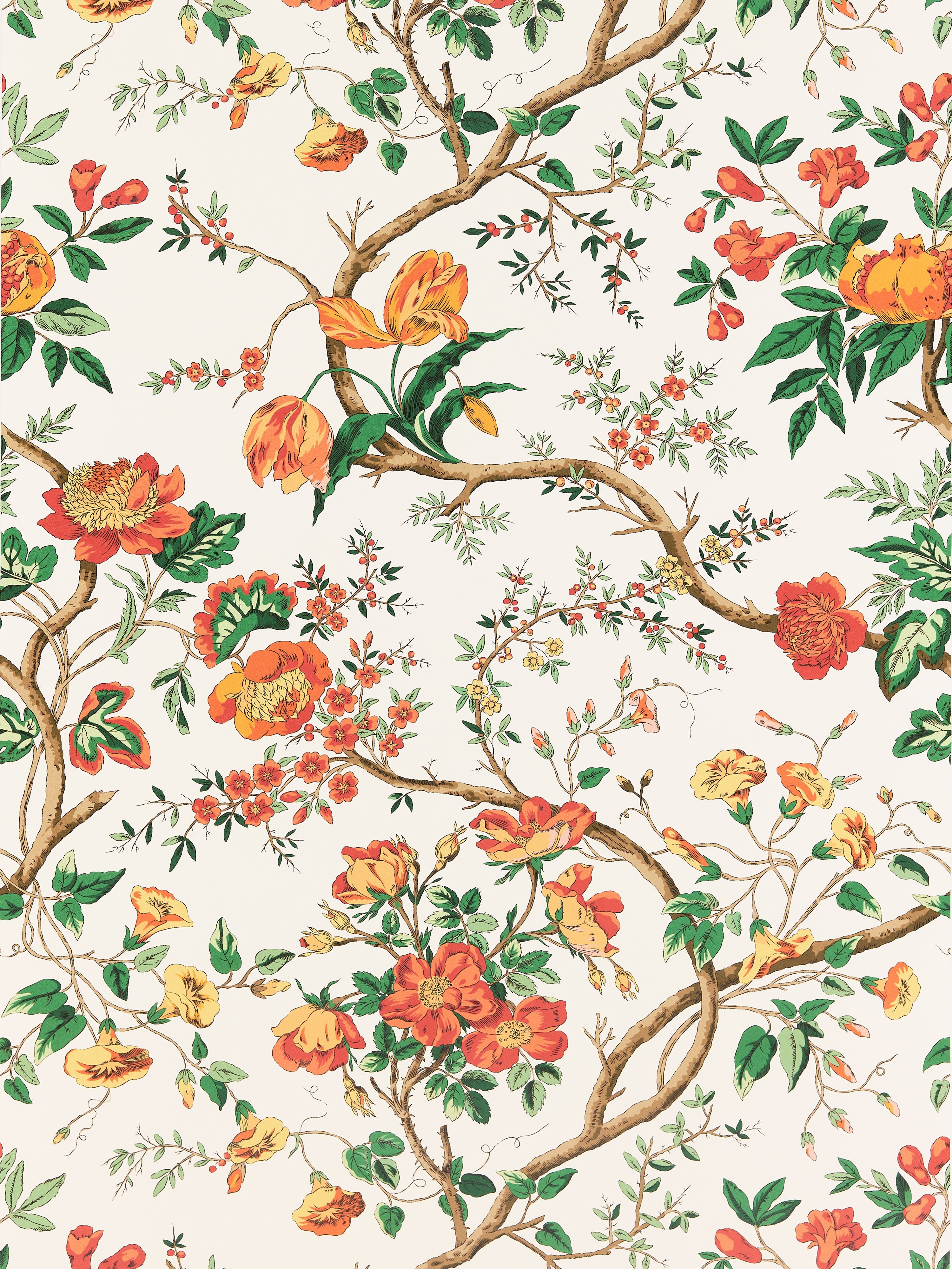 Scalamandre Persephone Persimmon Wallpaper Sample SCWP885630001