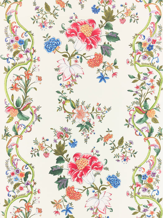 Scalamandre Camellia Trellis Cream Multi Wallpaper Sample SCWP885660001