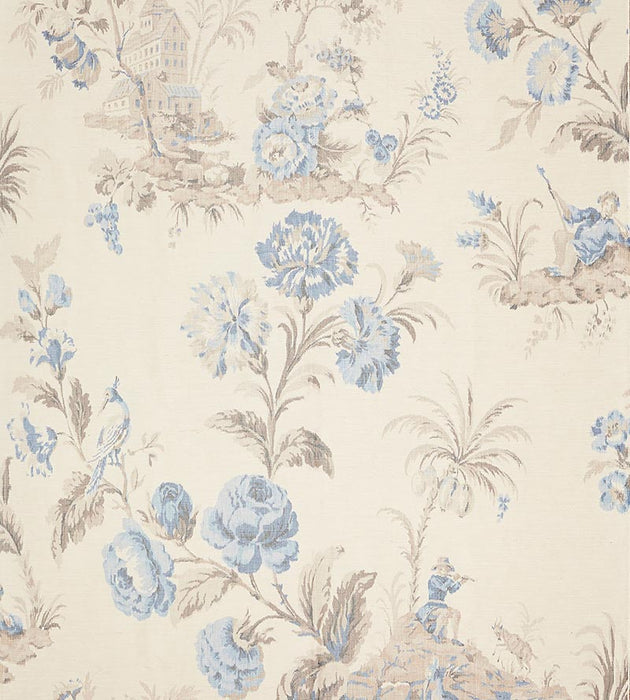 Scalamandre Somerset Silk Warp Print Porcelain Fabric Sample SC165850002