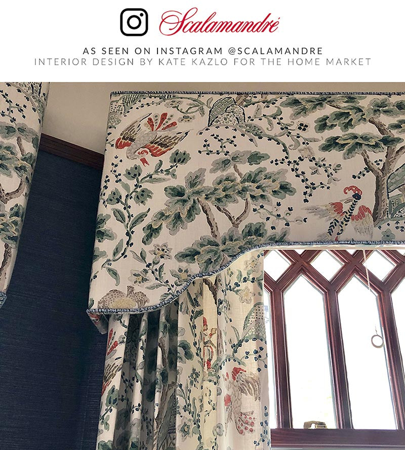 Scalamandre Kelmescott Hand Block Print Leaf On Ivory Fabric SC165900002