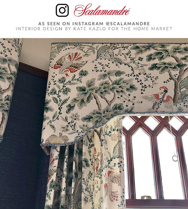 Scalamandre Kelmescott Hand Block Print Leaf On Ivory Fabric SC165900002