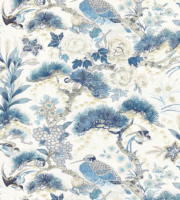 Scalamandre Shenyang Linen Print Porcelain Fabric Sample SC166010002