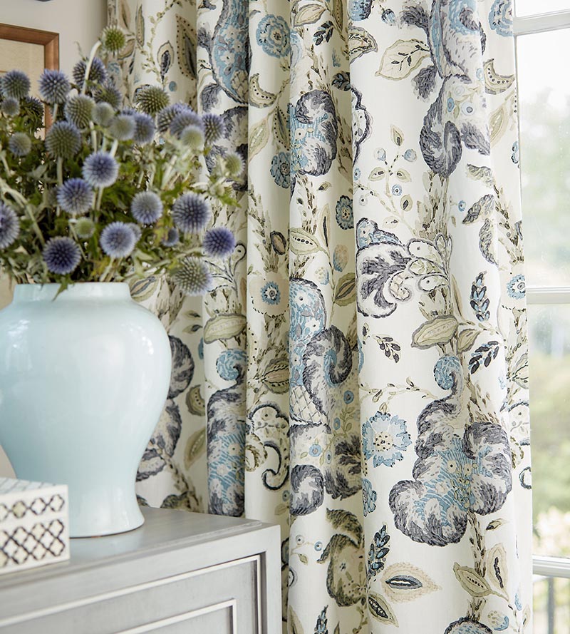 Scalamandre Cumbria Hand Block Print Smoke On Ivory Fabric Sample SC166030002