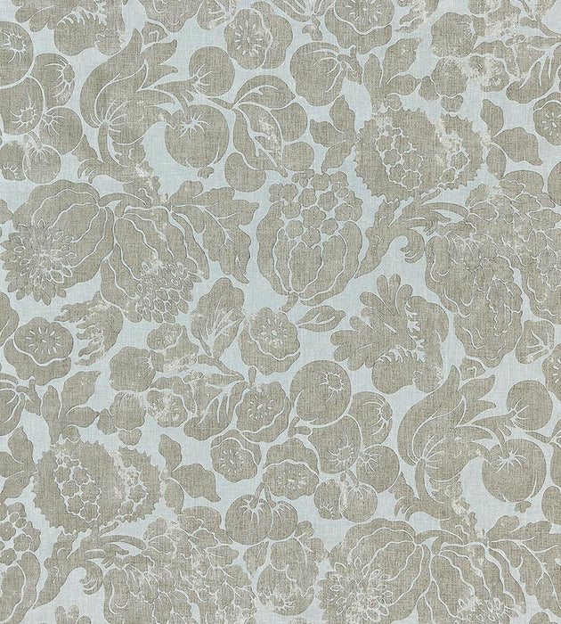 Scalamandre Elsa Linen Print Silver On Skylight Fabric Sample SC166060002