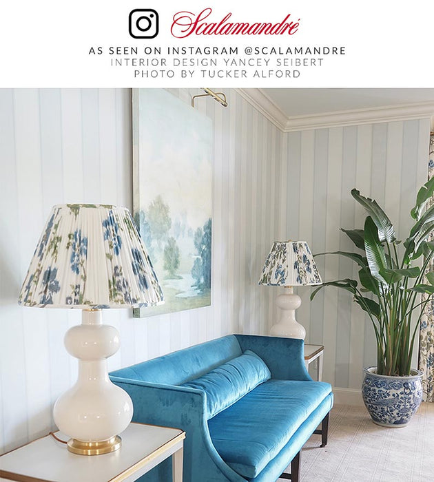 Scalamandre Kew Gardens Warp Print Blues On Ivory Fabric Sample SC166110002