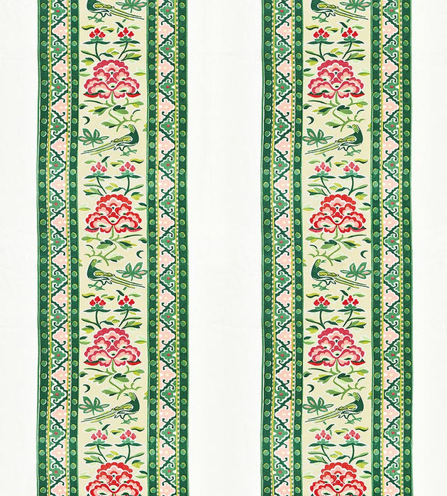 Scalamandre Royal Peony Linen Print Spring Green Fabric SC166130002