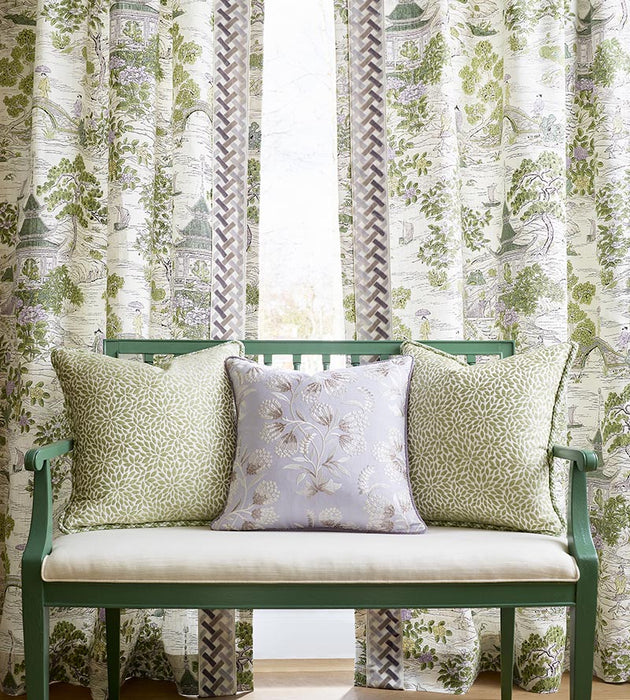 Scalamandre Satomi Hand Block Print Lavender & Citron Fabric SC166240002