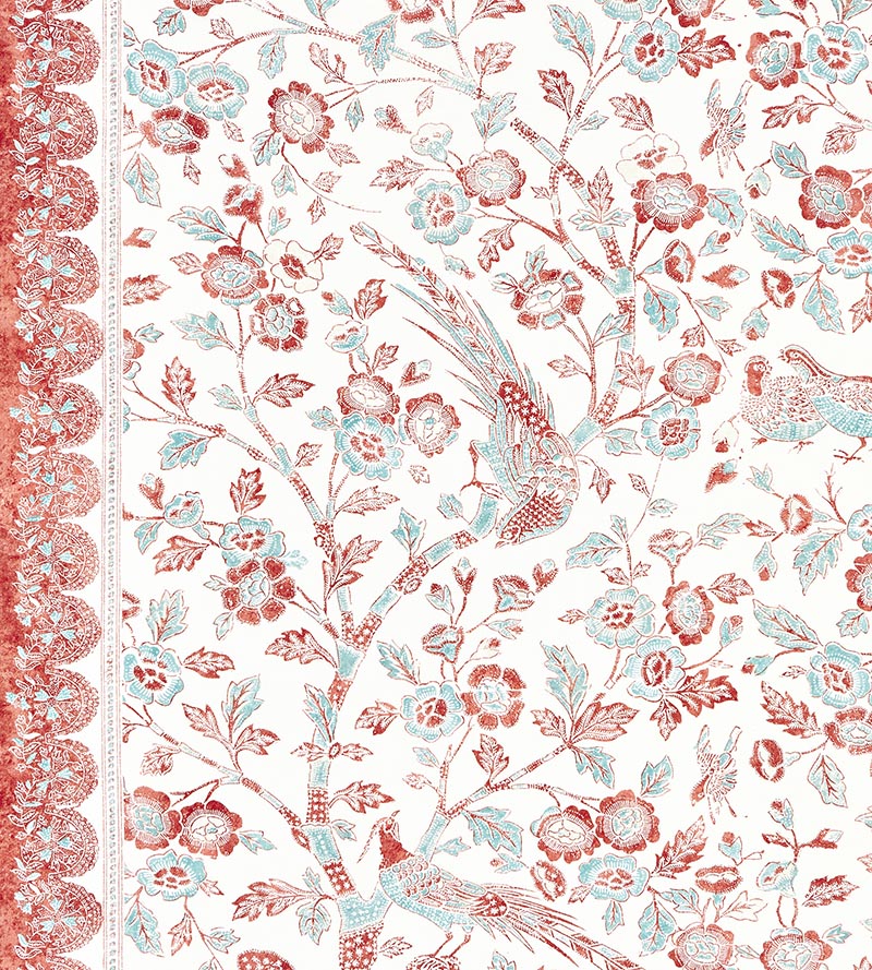 Scalamandre Anissa Print Coral Spice Fabric Sample SC166250002