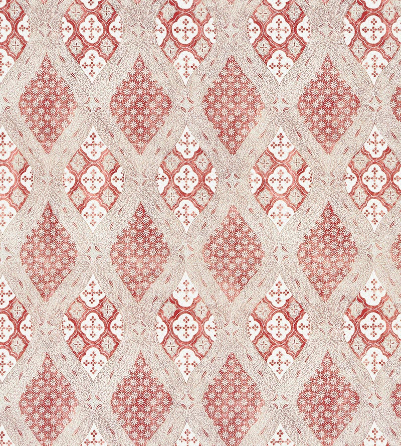 Scalamandre Farrah Print Coral Spice Fabric Sample SC166260002