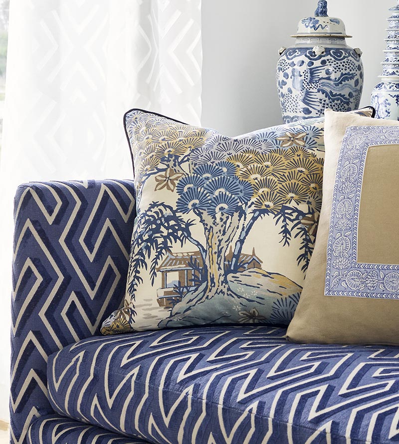 Scalamandre Sea Of Trees Print Blue Ridge Fabric Sample SC166270002