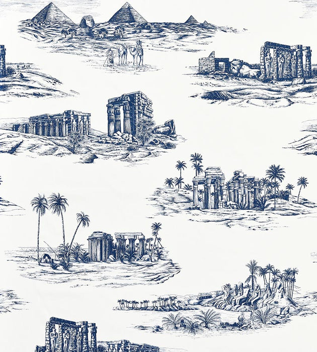 Scalamandre Cairo Toile Lapis Fabric Sample SC166350002
