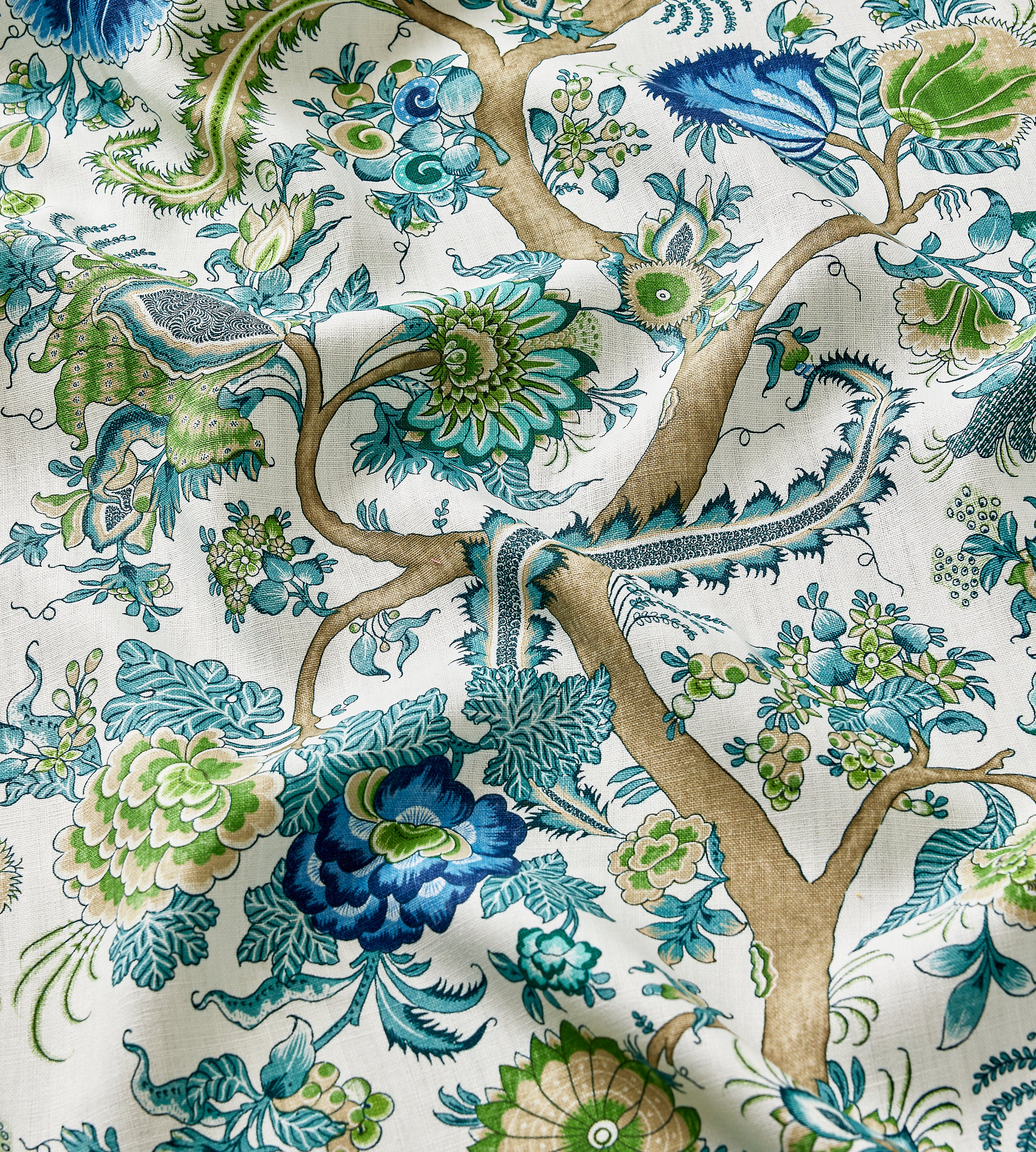 Scalamandre Metropolitan Palampore Print Aegean Fabric Sample SC166490002