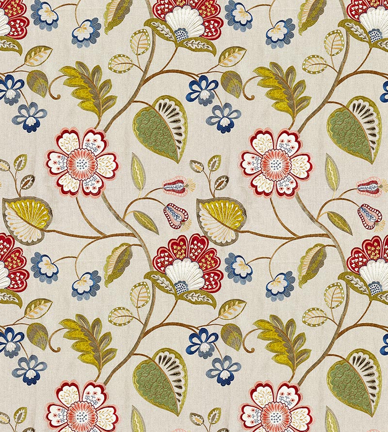 Scalamandre Willowood Embroidery Bloom Fabric Sample SC270710002