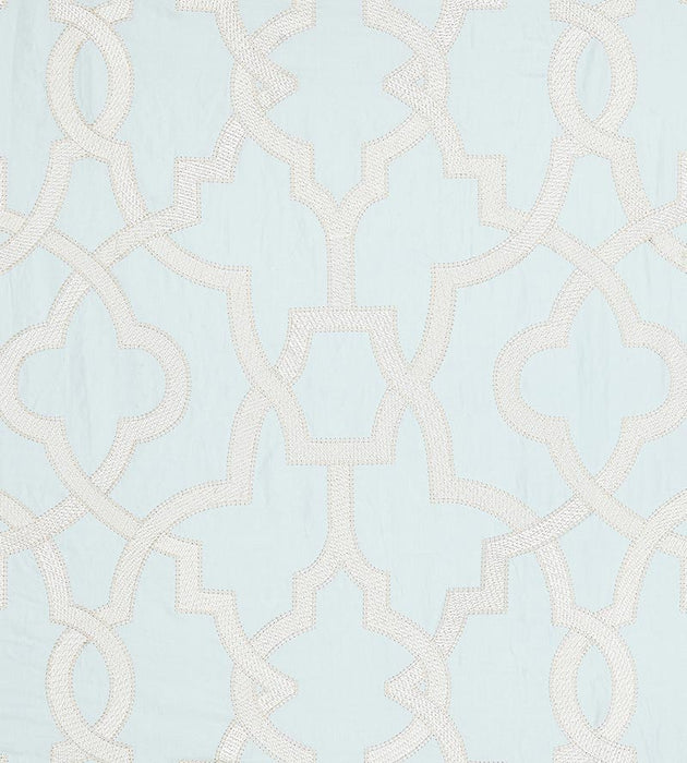 Scalamandre Damascus Embroidery Blue Mist Fabric Sample SC270730002