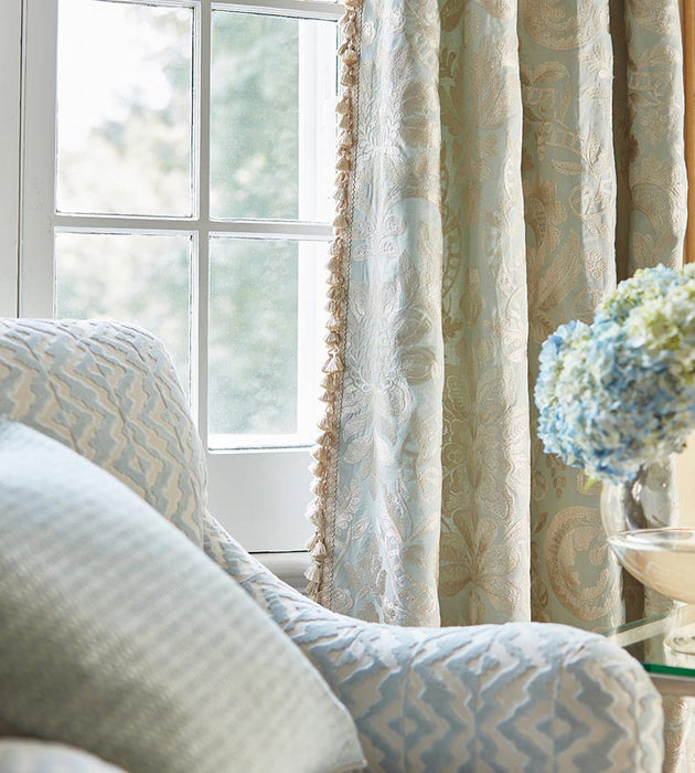 Scalamandre Elizabeth Damask Embroidery Aquamarine Fabric SC270860002