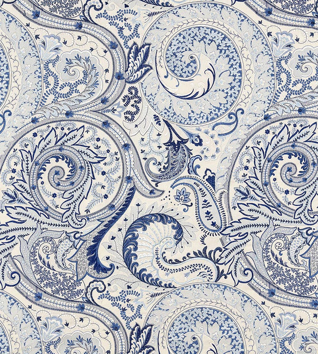 Scalamandre Malabar Paisley Embroidery Porcelain Fabric Sample SC271240002