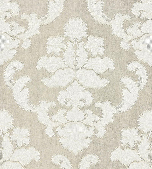 Scalamandre Cornelia Damask Embroidery Flax Fabric SC271600002