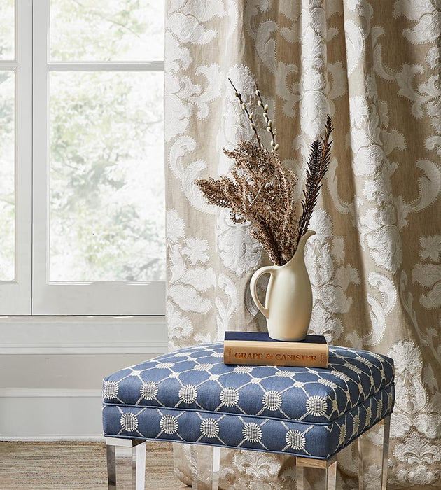 Scalamandre Cornelia Damask Embroidery Flax Fabric Sample SC271600002