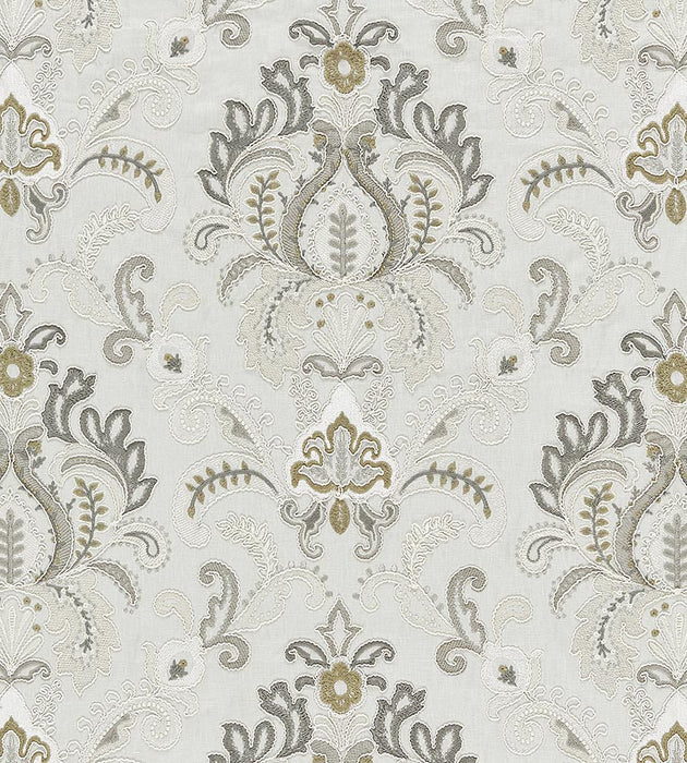 Scalamandre Ava Damask Embroidery Mineral Fabric Sample SC271640002