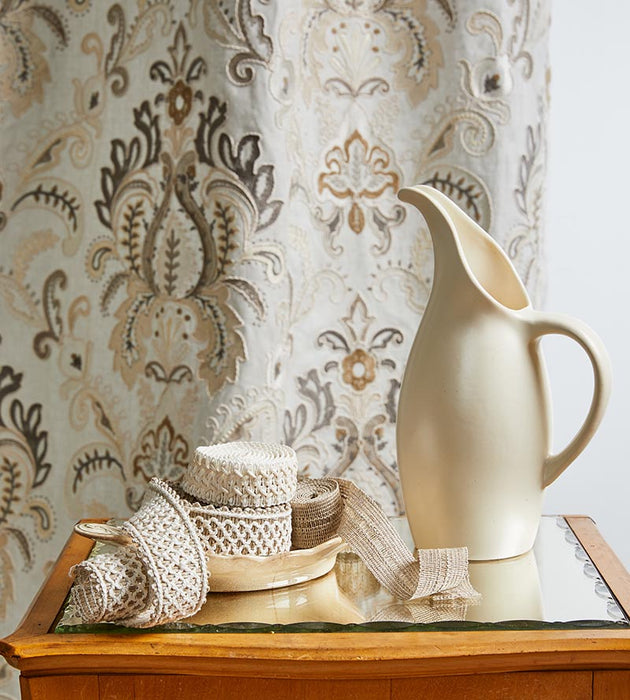 Scalamandre Ava Damask Embroidery Mineral Fabric Sample SC271640002