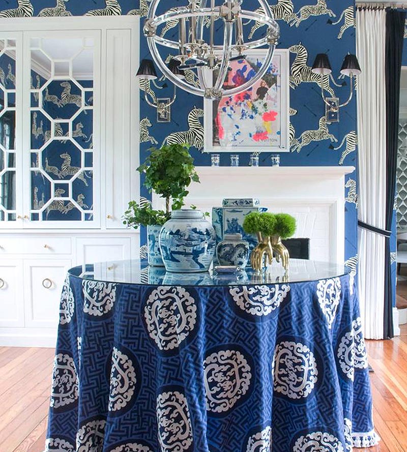 Scalamandre Dragon'S Fret Embroidery Midnight Fabric Sample SC272150002