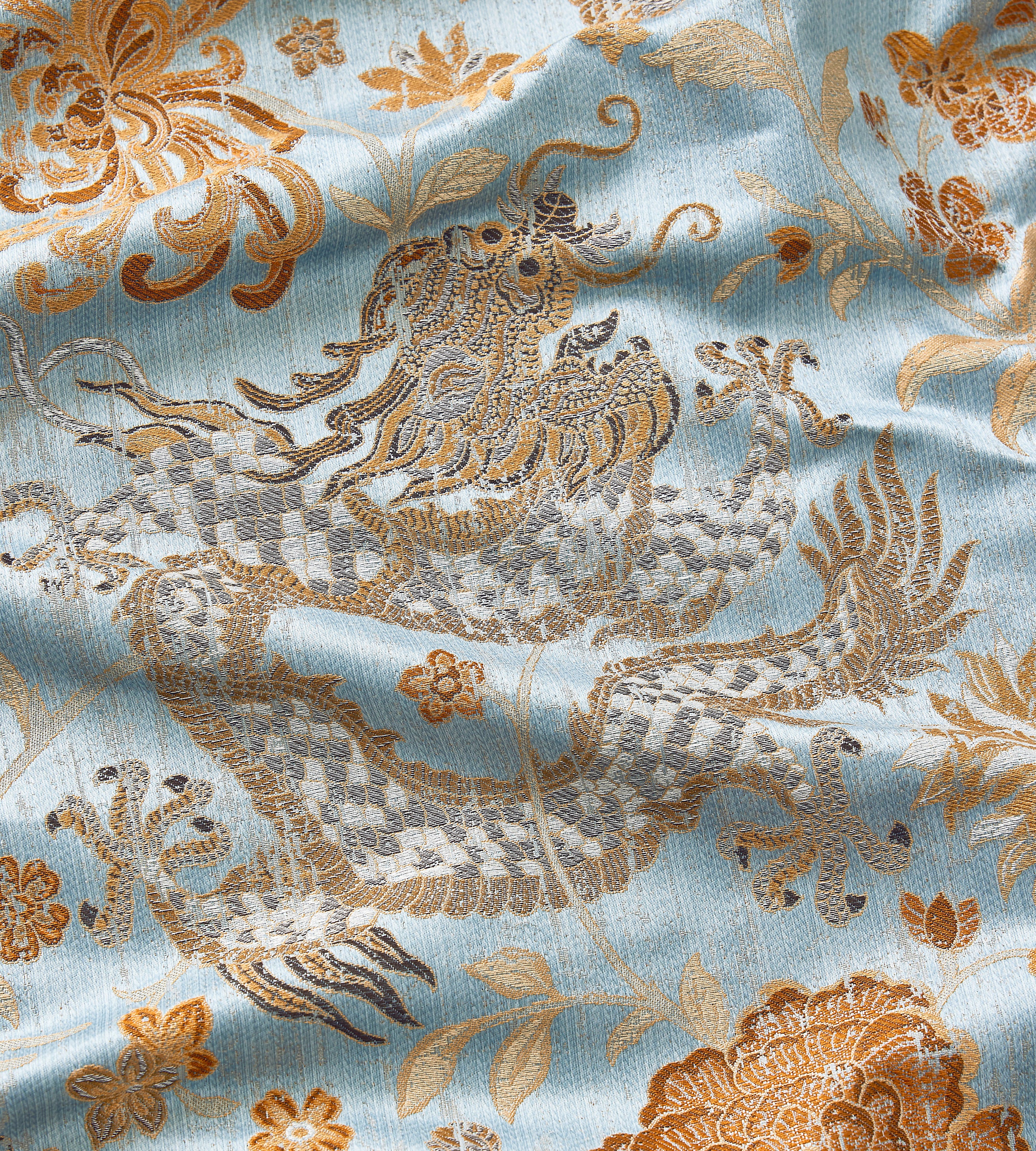 Scalamandre Dragon Tableau Copper Sky Fabric Sample SC273270002