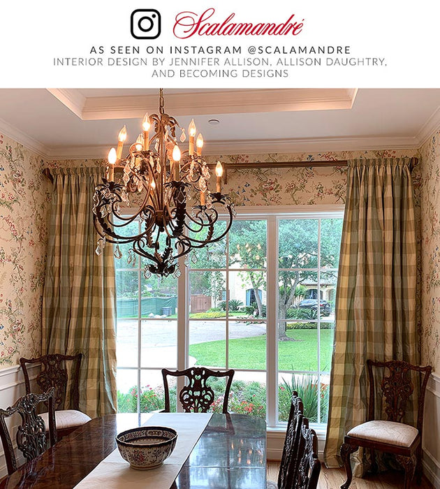 Scalamandre Woodland Check Green & Ivory Fabric Sample SC362910002