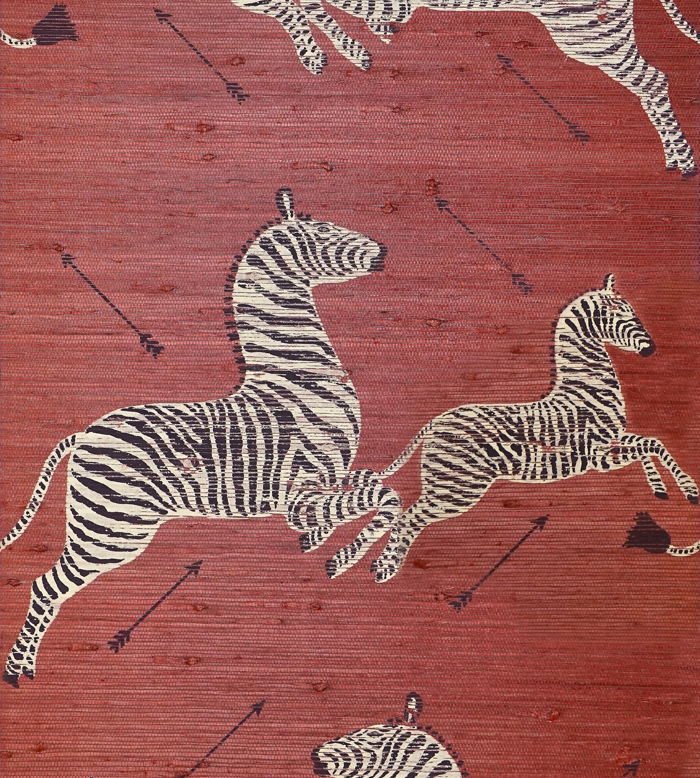 Scalamandre Zebras - Grasscloth Red Wallcovering Sample SCG81388M0002