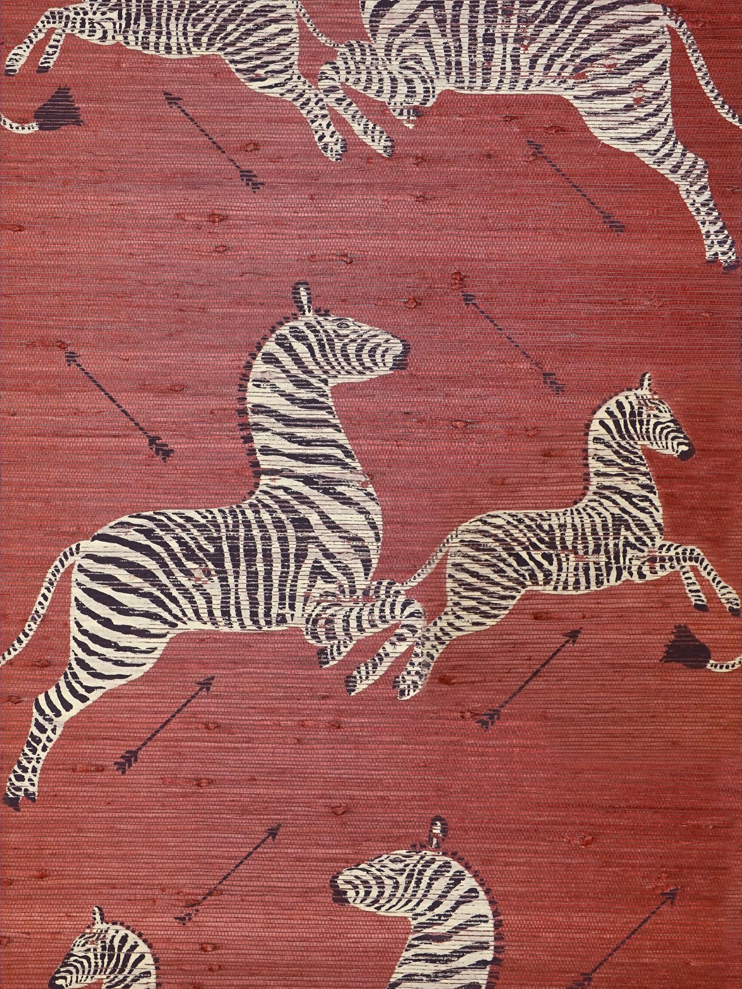 Scalamandre Zebras - Grasscloth Red Wallpaper SCG81388M0002