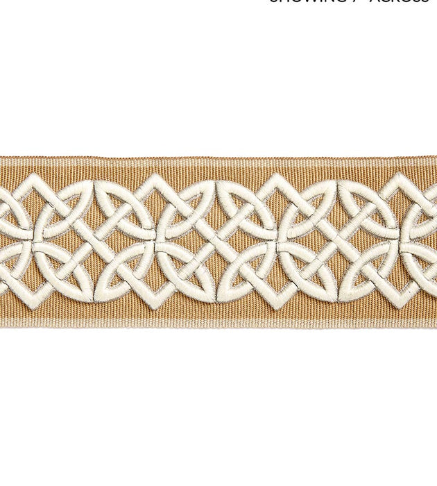 Scalamandre Celtic Embroidered Tape Camel Trim Sample SCT32820002