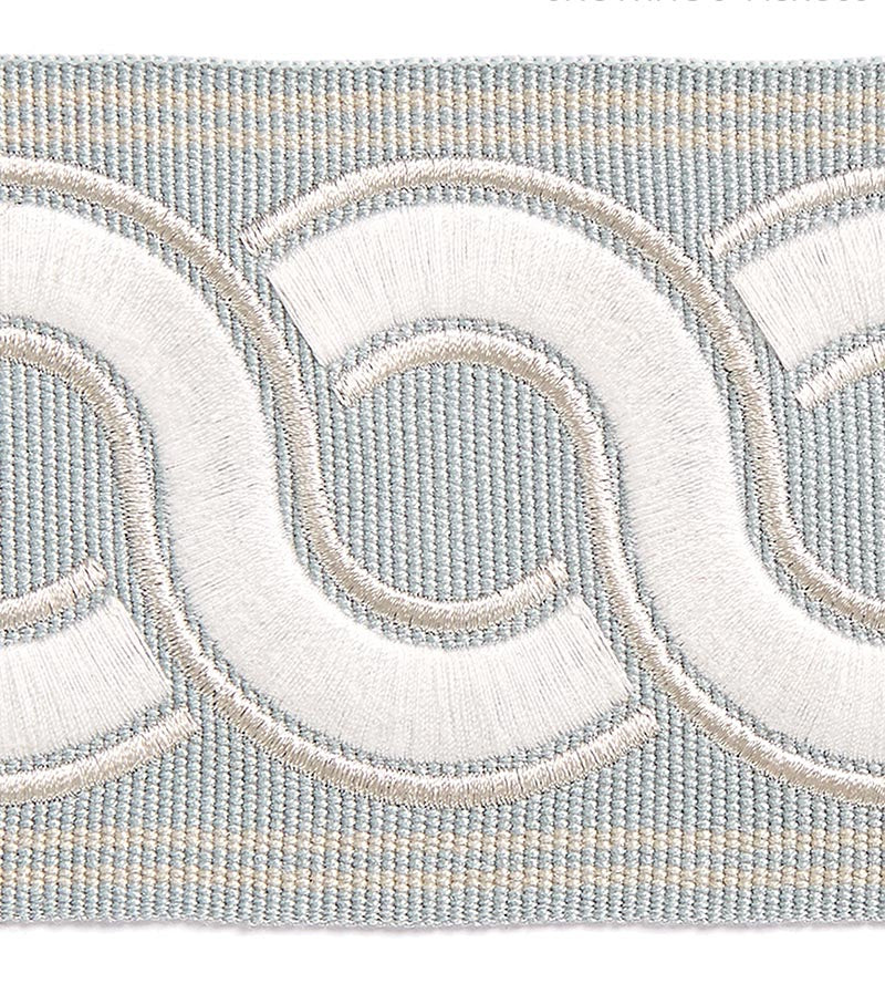 Scalamandre Guilloche Embroidered Tape Mineral Trim Sample SCT32830002