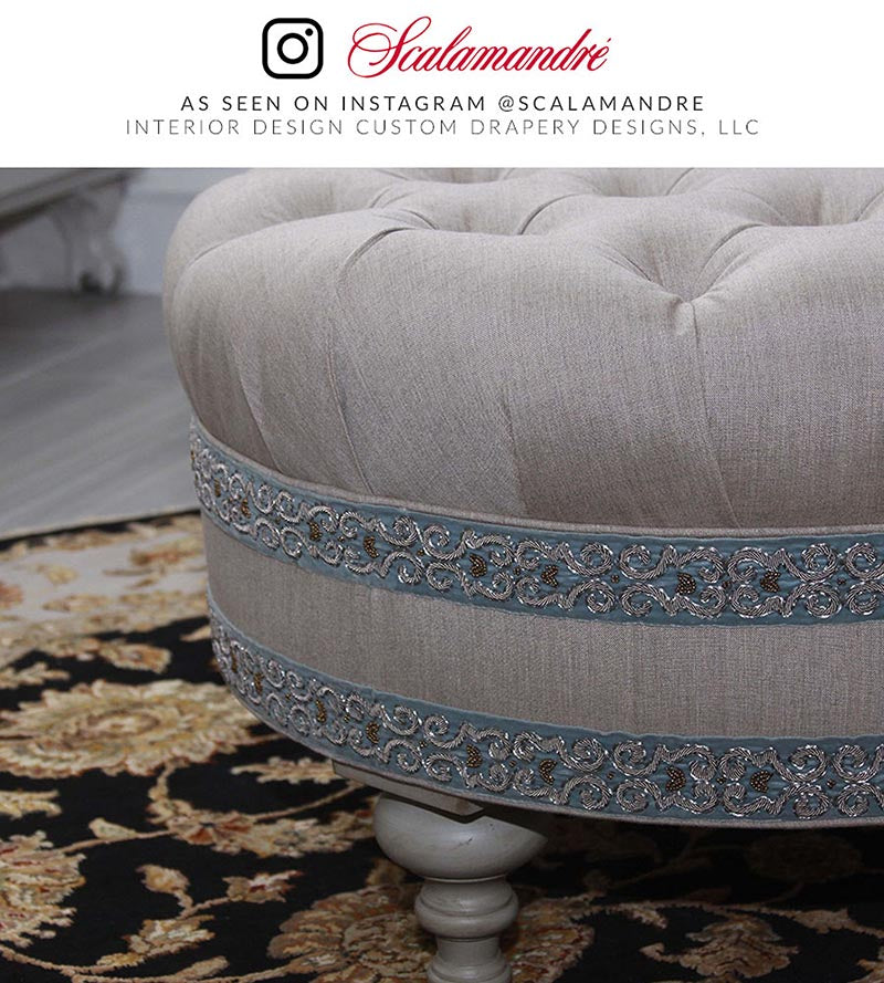 Scalamandre Zardozi Velvet Tape Mineral & Pewter Trim Sample SCT32900002