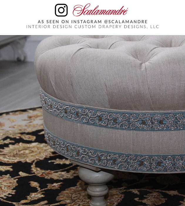 Scalamandre Zardozi Velvet Tape Mineral & Pewter Trim Sample SCT32900002